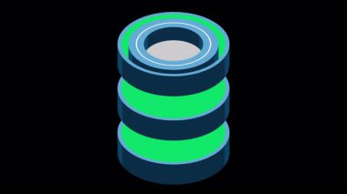 İzometrik bulut veritabanı animasyonu. Bulut bilgisayarı ve dosya bulut deposu. Modern teknoloji. Hareket grafiği. Alfa kanalı ile şeffaf arkaplan