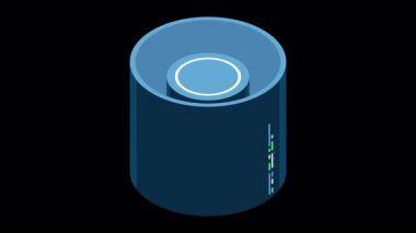 İzometrik bulut veritabanı animasyonu. Bulut bilgisayarı ve dosya bulut deposu. Modern teknoloji. Hareket grafiği. Alfa kanalı ile şeffaf arkaplan