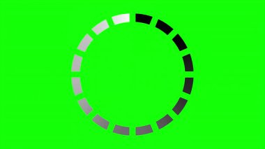 Çember animasyonu yükleniyor. Yuvarlak yükleme animasyonu. Beyaz noktalı yuvarlak yükleme. Yeşil ekran arkaplanına canlandırma yükleniyor