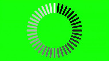 Çember animasyonu yükleniyor. Yuvarlak yükleme animasyonu. Beyaz noktalı yuvarlak yükleme. Yeşil ekran arkaplanına canlandırma yükleniyor