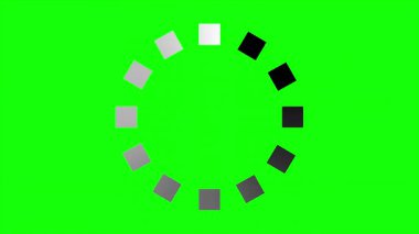 Çember animasyonu yükleniyor. Yuvarlak yükleme animasyonu. Beyaz noktalı yuvarlak yükleme. Yeşil ekran arkaplanına canlandırma yükleniyor