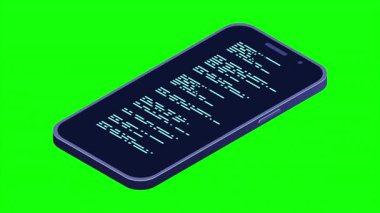 Itric akıllı telefon animasyonu. Basit düz izometrik telefon. Akıllı telefon aygıtı izometrik teknoloji. 4K video eşölçülü olarak canlandırıldı