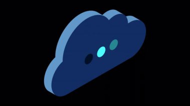 İzometrik bulut veritabanı animasyonu. Bulut bilgisayarı ve dosya bulut deposu. Modern teknoloji. Hareket grafiği. Alfa kanalı ile şeffaf arkaplan