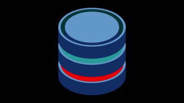 İzometrik bulut veritabanı animasyonu. Bulut bilgisayarı ve dosya bulut deposu. Modern teknoloji. Hareket grafiği. Alfa kanalı ile şeffaf arkaplan