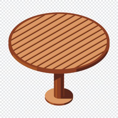 Isometric yuvarlak masa. Tahta yuvarlak masa. Isome bahçe mobilyaları. Isometric mobilya