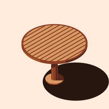 Isometric yuvarlak masa. Tahta yuvarlak masa. Isome bahçe mobilyaları. Isometric mobilya