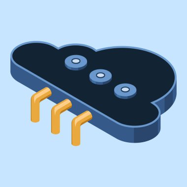 İzometrik bulut hesaplaması. Bulut teknolojisi kavramı. Web sunucu konsepti. Isometric teknolojisi. İzometrik illüstrasyon
