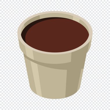 Isometric saksı. Boş saksı. Topraklı saksı ekin. Isome kil tenceresi. Vektör illüstrasyonu