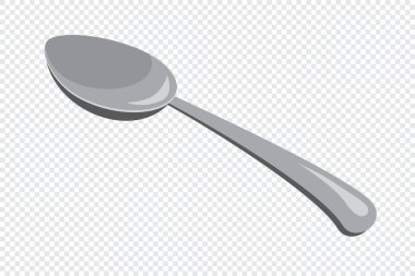 Isometric kaşık. Parlak yemek kaşığı. Isome çatal bıçak takımı. Isome 'ın sofra takımı. Vektör illüstrasyonu