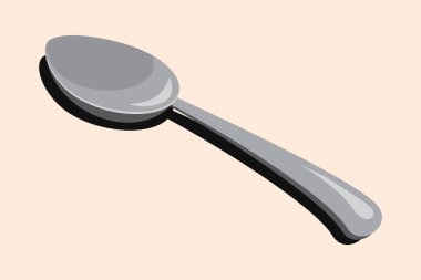 Isometric kaşık. Parlak yemek kaşığı. Isome çatal bıçak takımı. Isome 'ın sofra takımı. Vektör illüstrasyonu