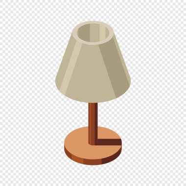 Isome masa lambası. Yatak odası masa lambası. Ev dekorasyonu unsurları. Isometric ev mobilyası