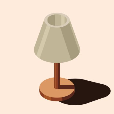 Isome masa lambası. Yatak odası masa lambası. Ev dekorasyonu unsurları. Isometric ev mobilyası