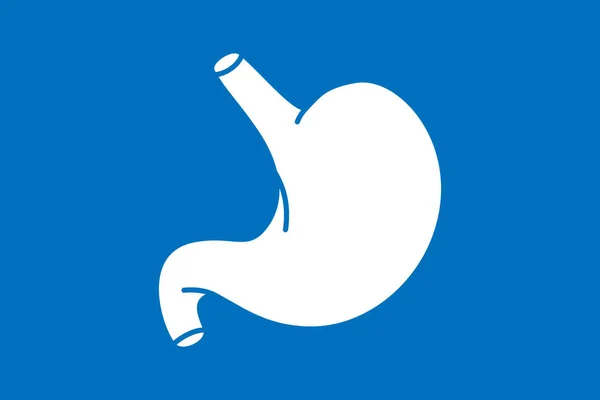 Símbolo Del Estómago Humano Aislado Sobre Fondo Azul Icono Órgano — Vector de stock