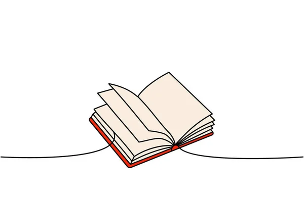Закрита Книга Один Рядок Кольорового Безперервного Малюнка Книгарня Бібліотека Безперервна — стоковий вектор