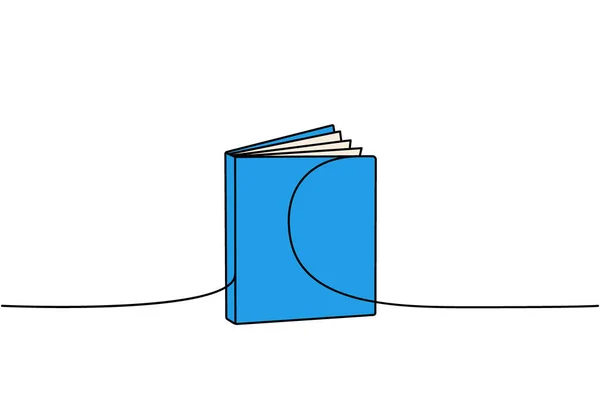 Libro Chiuso Una Linea Colorata Disegno Continuo Libreria Libreria Continua — Vettoriale Stock