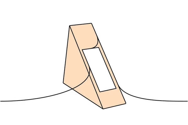 Sandwich Karton Eine Linie Farbige Ununterbrochene Zeichnung Leere Kartons Tüten — Stockvektor