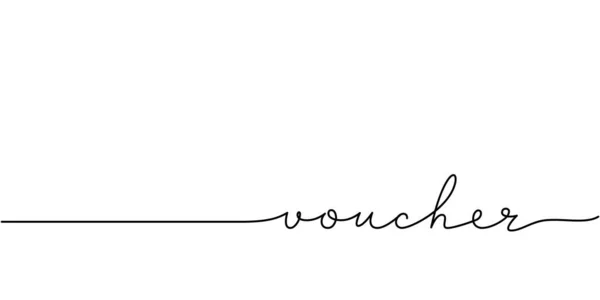 バウチャーワード 単語との連続的な1行 フレーズイラストの最小限の描画 白地に隔離された — ストックベクタ