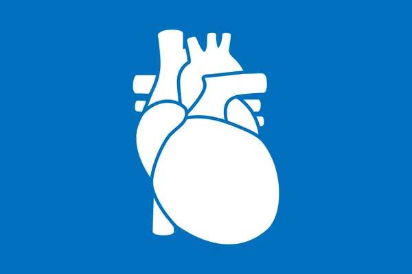 Human Heart Symbol Isolated Blue Background Human Organ Icon Vector — Stock Vector