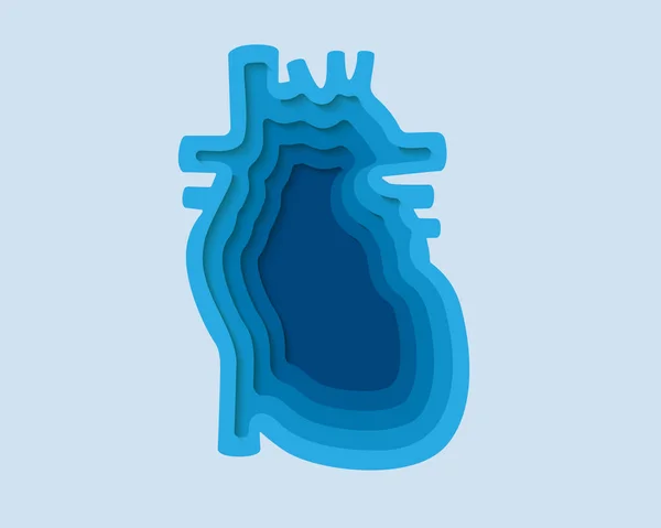 Coração Símbolo Estilo Corte Papel Cardiologia Desenho Transplante Humano Ilustração — Vetor de Stock
