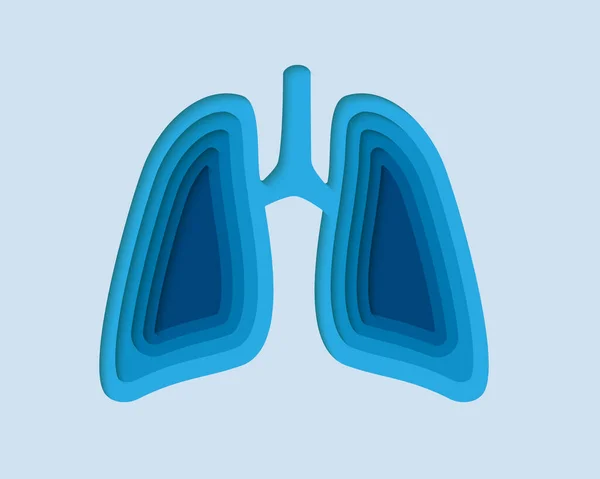 Polmoni Simbolo Stile Carta Tagliata Sistema Respiratorio Progetto Trapianto Umano — Vettoriale Stock
