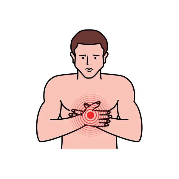 Bolest Lidském Srdci Srdce Hrudník Bolest Různých Částech Lidského Těla — Stockový vektor