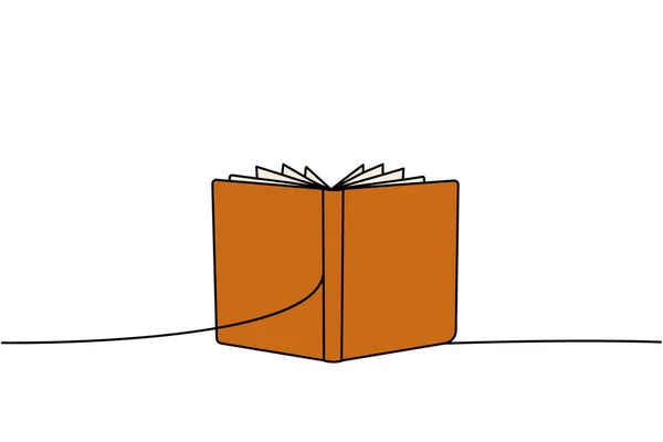 Abrir Libro Una Línea Dibujo Continuo Color Librería Biblioteca Continua — Vector de stock