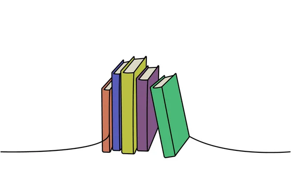 成堆的书一行行彩色连续画 图书馆连续一行五彩缤纷的插图 矢量极小线性插画 因白人背景而被隔离 — 图库矢量图片