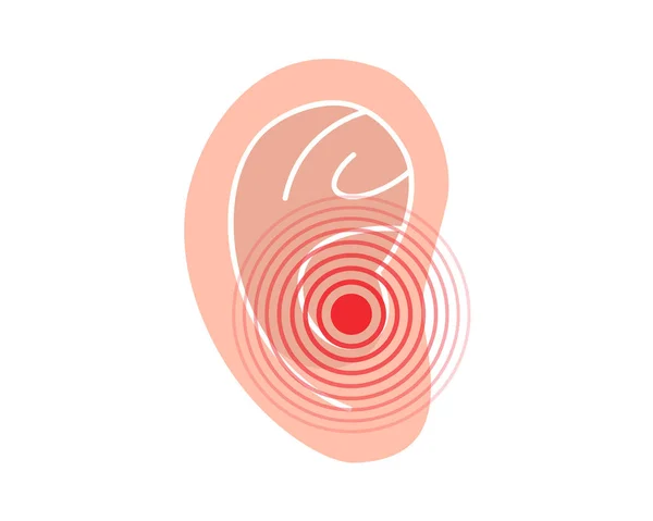 Symbolen För Mänsklig Öronsmärta Öronvärksikonen Vektorillustration Människokroppen Värker Smärta Punkt — Stock vektor