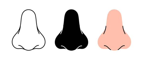 Een Set Menselijke Neussymbolen Menselijke Neus Pictogrammen Kleur Zwart Dun — Stockvector