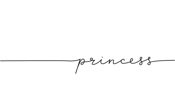 Palabra Princesa Continua Una Línea Con Palabra Dibujo Minimalista Ilustración — Vector de stock
