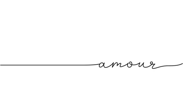 Amour Λέξη Συνεχής Μία Γραμμή Λέξη Μινιμαλιστικό Σχέδιο Φράσης Απομονωμένα — Διανυσματικό Αρχείο