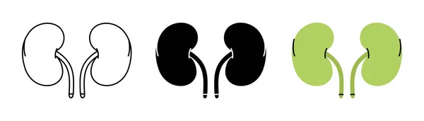 Set Human Kidneys Symbols Human Kidneys Icons Color Black Thin — Stock Vector