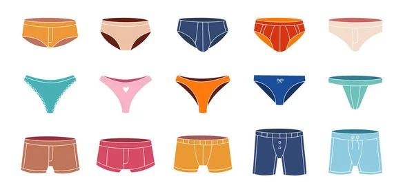 Renkli Çamaşırı Seti Kadın Erkek Çamaşırı Renkli Mayo Kişisel Çamaşırı — Stok Vektör
