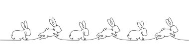 Rabbit one line drawing. Year of the Rabbit. Hare continuous one line illustration. Vector illustration. Isolated on white background clipart