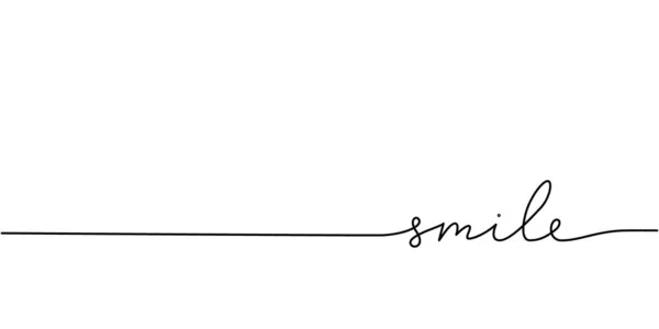 Χαμογελάστε Λέξη Συνεχής Μία Γραμμή Λέξη Μινιμαλιστικό Σχέδιο Φράσης Απομονωμένα — Διανυσματικό Αρχείο