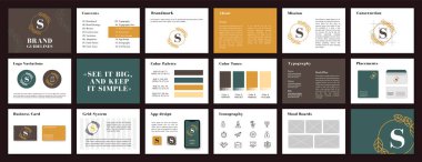 Colored Brand Guidelines template. Brand Identity presentation. Logo Guideline template. Logo Guide Book. Logotype presentation for beauty company.
