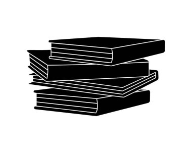 Pile of books silhouette. Education symbol. Book silhouette. Bookstore, library icon. Vector illustration isolated on white background.