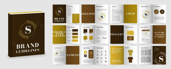 Brown Gold Brand Guidelines Template Brand Manual Presentation Size Logo Rechtenvrije Stockvectors