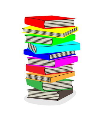 Stacks of books. Bookstore, library, book shop. Literature, dictionaries, encyclopedias, planners. Vector illustration isolated on white background