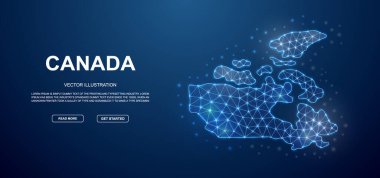 Canada 3d low poly landing page template. Canada map design illustration. Polygonal Country map illustration for website design, digital technology concept.
