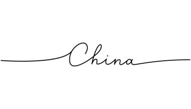 China - word with continuous one line. Minimalist drawing of phrase illustration. China country - continuous one line illustration. Isolated on white background.