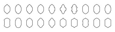 Set of arabic line windows. Traditional islamic design illustration. Arabic windows outline arches different shapes for mosque, muslim architecture illustration. Islamic windows and arches