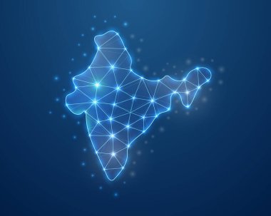 India 3d symbol in low poly style. India map design concept illustration. Country map polygonal wireframe. Illustration for website design, digital technology concept.