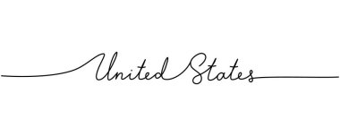 United States - word with continuous one line. Minimalist drawing of phrase illustration. United States country - continuous one line illustration. Isolated on white background.