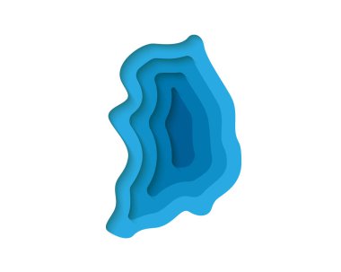 South Korea 3d symbol in paper cut style. South Korea map illustration design. Country map cut out of paper banner. Illustration for website design, digital technology concept.