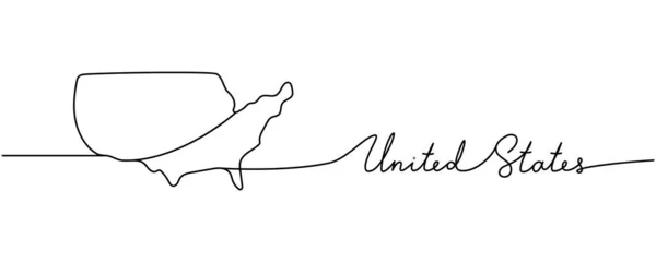 Vereinigte Staaten Wort Mit Ländersilhouette Eine Zeile Minimalistische Zeichnung Der — Stockvektor