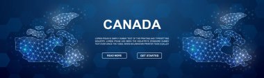 Canada polygonal promotion banner. Horizontal low poly poster illustration. Canada map template illustration concept. Country map