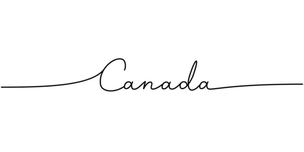 カナダ 連続した1行の単語 フレーズイラストの最小限の図面 カナダ国 連続的な1行のイラスト 白地に隔離された — ストックベクタ