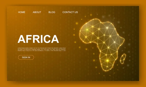 アフリカ3D多角形のウェブサイトテンプレート アフリカ地図のデザインイラストコンセプト ホームページ プロモーションバナーデザインのための低ポリ大陸シルエットシンボル — ストックベクタ