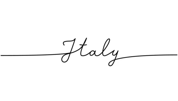 Itália Palavra Com Uma Linha Contínua Desenho Minimalista Ilustração Frase — Vetor de Stock